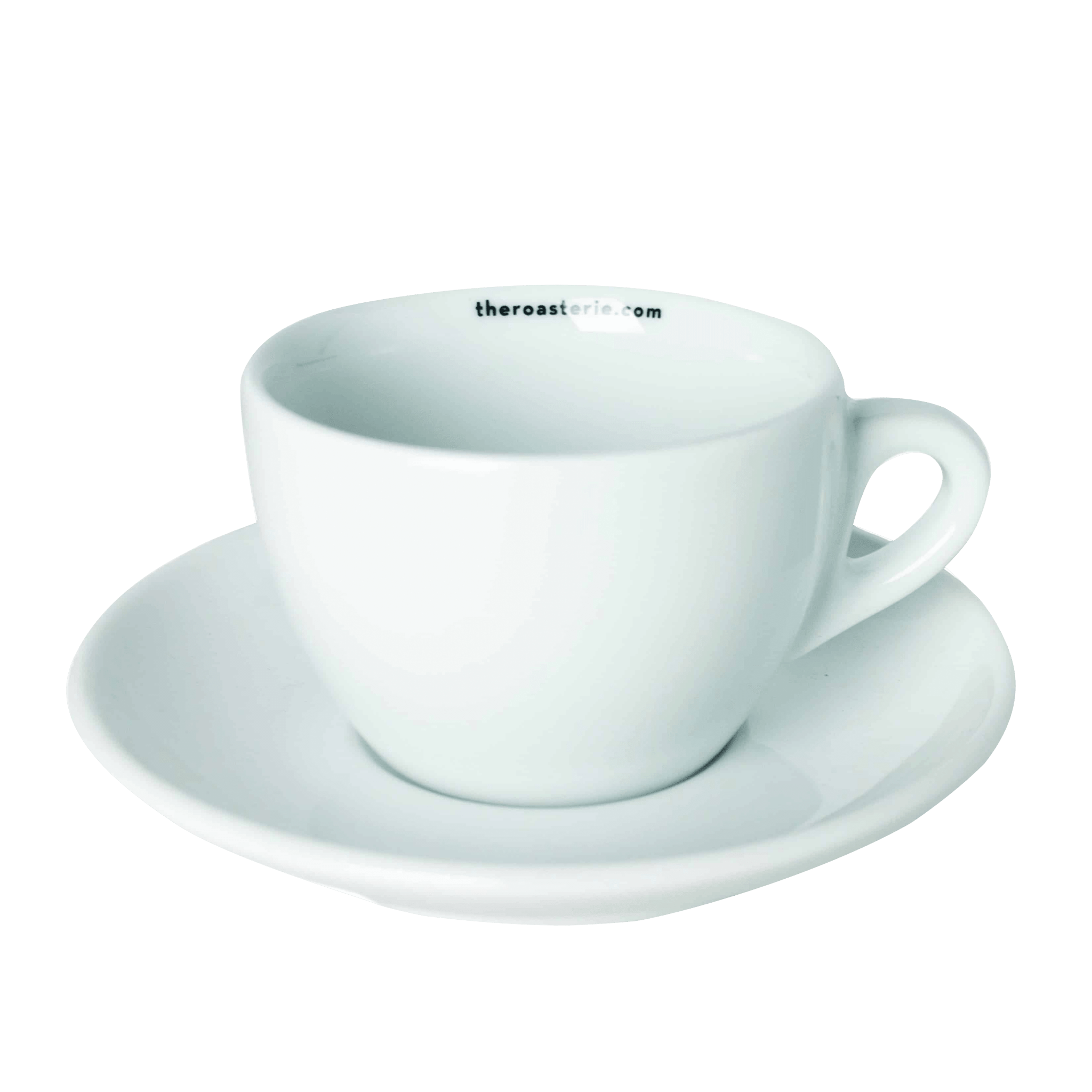 6oz Cappuccino Cup & Saucer in white porcelain, perfect for enjoying your morning cappuccino with elegance and quality.